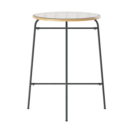 Gardeon Outdoor Bar Table Wicker Dining Bistro Patio Balcony Glass Table Steel Furniture Kings Warehouse