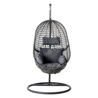 Gardeon Outdoor Egg Swing Chair Wicker Rattan Furniture Pod Stand Cushion Black Furniture Kings Warehouse