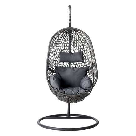Gardeon Outdoor Egg Swing Chair Wicker Rattan Furniture Pod Stand Cushion Black Furniture Kings Warehouse