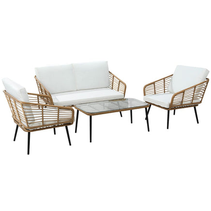 Gardeon Outdoor Furniture Sofa Set 4 Piece Rattan Lounge Set Table Chairs Kings Warehouse