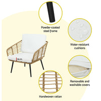 Gardeon Outdoor Furniture Sofa Set 4 Piece Rattan Lounge Set Table Chairs Kings Warehouse