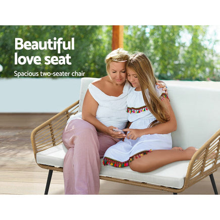 Gardeon Outdoor Furniture Sofa Set 4 Piece Rattan Lounge Set Table Chairs Kings Warehouse