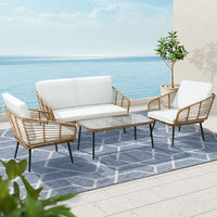 Gardeon Outdoor Furniture Sofa Set 4 Piece Rattan Lounge Set Table Chairs Kings Warehouse