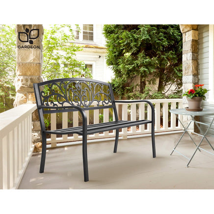 Gardeon Outdoor Garden Bench - Black Summer Sale KingsWarehouse