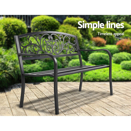 Gardeon Outdoor Garden Bench - Black Summer Sale KingsWarehouse