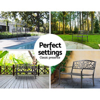 Gardeon Outdoor Garden Bench - Black Summer Sale KingsWarehouse