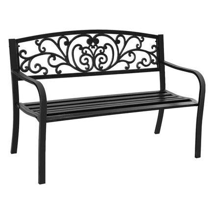Gardeon Outdoor Garden Bench - Black Summer Sale KingsWarehouse