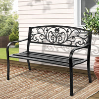 Gardeon Outdoor Garden Bench - Black Summer Sale KingsWarehouse