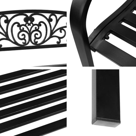Gardeon Outdoor Garden Bench - Black Summer Sale KingsWarehouse