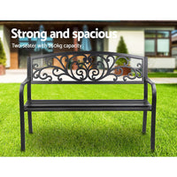 Gardeon Outdoor Garden Bench - Black Summer Sale KingsWarehouse