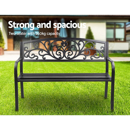 Gardeon Outdoor Garden Bench - Black Summer Sale KingsWarehouse