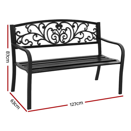 Gardeon Outdoor Garden Bench - Black Summer Sale KingsWarehouse