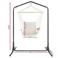 Gardeon Outdoor Hammock Chair with Stand Swing Hanging Hammock Garden Cream Big Discounts on Christmas Entertaining Kings Warehouse