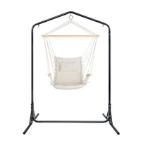 Gardeon Outdoor Hammock Chair with Stand Swing Hanging Hammock Garden Cream Big Discounts on Christmas Entertaining Kings Warehouse