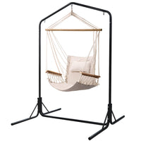 Gardeon Outdoor Hammock Chair with Stand Swing Hanging Hammock Garden Cream Big Discounts on Christmas Entertaining Kings Warehouse