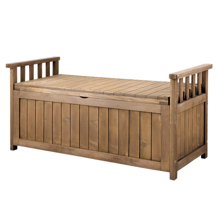Gardeon Outdoor Storage Bench Box Wooden Garden Toy Tool Sheds Patio Furniture Brown Furniture Kings Warehouse