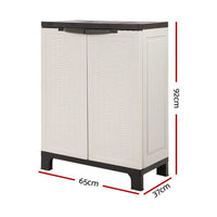 Gardeon Outdoor Storage Cabinet Box 92cm Lockable Cupboard Sheds Adjustable Rattan Beige Home & Garden Kings Warehouse