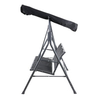 Gardeon Outdoor Swing Chair Garden Bench Furniture Canopy 3 Seater Mesh Black Furniture Kings Warehouse