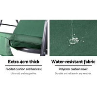 Gardeon Outdoor Swing Chair Garden Chair Bench Furniture Canopy 3 Seater Green Furniture Kings Warehouse