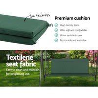 Gardeon Outdoor Swing Chair Garden Chair Bench Furniture Canopy 3 Seater Green Furniture Kings Warehouse
