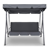 Gardeon Outdoor Swing Chair Garden Chair Bench Furniture Canopy 3 Seater Grey Furniture Kings Warehouse