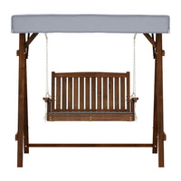 Gardeon Outdoor Wooden Swing Chair Garden Bench Canopy Cushion 2 Seater Charcoal Furniture Kings Warehouse