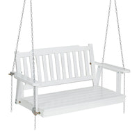 Gardeon Porch Swing Chair with Chain Garden Chair Outdoor Furniture Wooden White Furniture Kings Warehouse