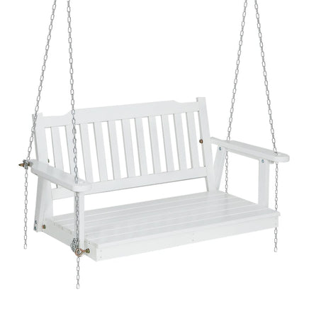 Gardeon Porch Swing Chair with Chain Garden Chair Outdoor Furniture Wooden White Furniture Kings Warehouse