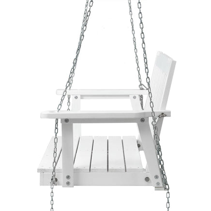 Gardeon Porch Swing Chair with Chain Garden Chair Outdoor Furniture Wooden White Furniture Kings Warehouse