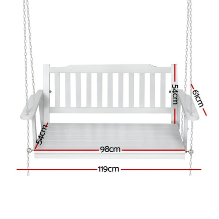 Gardeon Porch Swing Chair with Chain Garden Chair Outdoor Furniture Wooden White Furniture Kings Warehouse