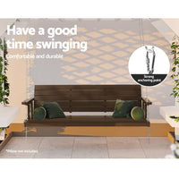 Gardeon Porch Swing Chair with Chain Outdoor Furniture 3 Seater Bench Wooden Brown Furniture Kings Warehouse