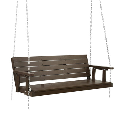 Gardeon Porch Swing Chair with Chain Outdoor Furniture 3 Seater Bench Wooden Brown Furniture Kings Warehouse
