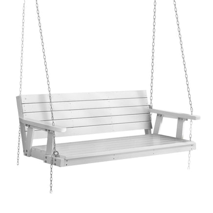 Gardeon Porch Swing Chair with Chain Outdoor Furniture 3 Seater Bench Wooden White Furniture Kings Warehouse