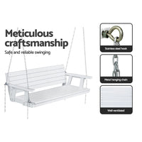 Gardeon Porch Swing Chair with Chain Outdoor Furniture 3 Seater Bench Wooden White Furniture Kings Warehouse