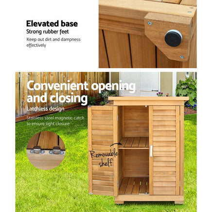 Gardeon Portable Wooden Garden Storage Cabinet Furniture Kings Warehouse