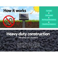 Gardeon Snake Repeller 12X Multi Pulse Ultrasonic Solar Powered Pest Repellent Pet Care Kings Warehouse