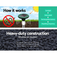 Gardeon Snake Repeller 8X Solar LED Pulse Plus Ultrasonic Pest Rodent Repellent Pet Care Kings Warehouse