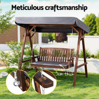 Gardeon Wooden Swing Chair Garden Bench Canopy 3 Seater Outdoor Furniture Furniture Kings Warehouse