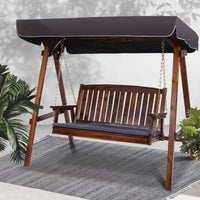 Gardeon Wooden Swing Chair Garden Bench Canopy 3 Seater Outdoor Furniture Furniture Kings Warehouse