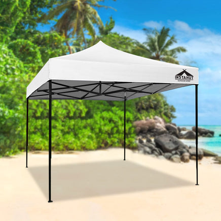 Gazebo Pop Up 3x3m w/Base Podx4 Marquee Folding Outdoor Wedding Camping Tent Shade Canopy White Home & Garden Kings Warehouse
