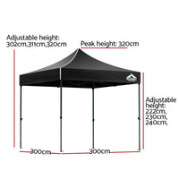 Gazebo Pop Up Marquee 3x3m Folding Tent Wedding Outdoor Camping Canopy Gazebos Shade Black Home & Garden Kings Warehouse