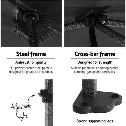 Gazebo Pop Up Marquee 3x3m Folding Tent Wedding Outdoor Camping Canopy Gazebos Shade Black Home & Garden Kings Warehouse