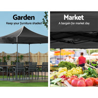 Gazebo Pop Up Marquee 3x3m Folding Tent Wedding Outdoor Camping Canopy Gazebos Shade Black Home & Garden Kings Warehouse