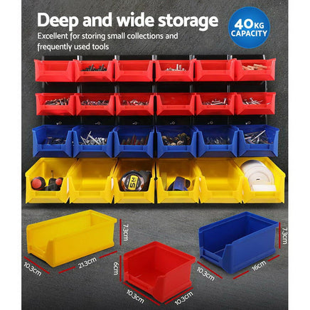 Giantz 24 Storage Bin Rack Wall Mounted Tools Kings Warehouse