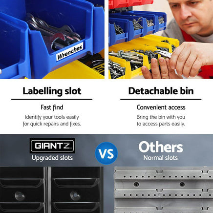 Giantz 24 Storage Bin Rack Wall Mounted Tools Kings Warehouse