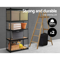 Giantz 2x1.5M Garage Shelving Warehouse Rack Pallet Racking Storage Shelve Black Tools Kings Warehouse