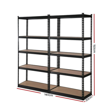 Giantz 2x1.5M Garage Shelving Warehouse Rack Pallet Racking Storage Shelve Black Tools Kings Warehouse