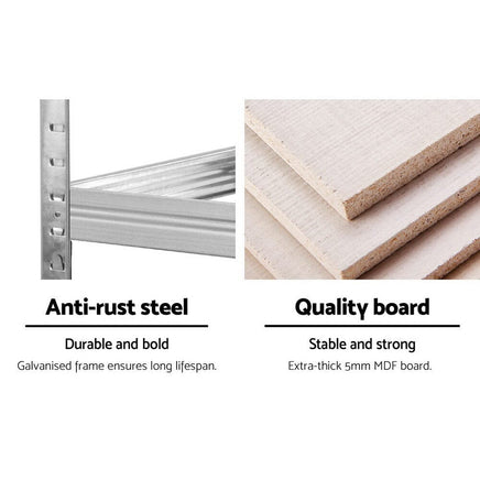 Giantz 2x1.8M Garage Shelving Warehouse Rack Pallet Racking Storage Shelf Silver Tools Kings Warehouse