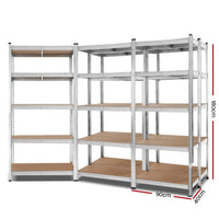 Giantz 5x1.8M Garage Shelving Warehouse Rack Pallet Racking Storage Shelf Silver Tools Kings Warehouse
