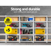Giantz 5x1.8M Garage Shelving Warehouse Rack Pallet Racking Storage Shelf Silver Tools Kings Warehouse